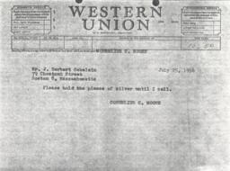 Telegram from Cornelius Moore to J. Herbert Gebelein 7/25/56