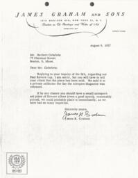Letter from James Graham to J. Herbert Gebelein 8/9/57
