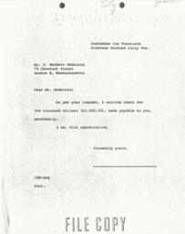 Letter from Cornelius Moore to J. Herbert Gebelein 9/20/62
