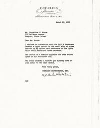 Letter from J. Herbert Gebelein to Cornelius Moore 3/29/63