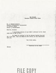 Letter from Mr. Moore's Secretary to J. Herbert Gebelein 5/7/62