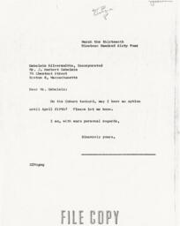 Letter from Cornelius Moore to J. Herbert Gebelein 3/13/64