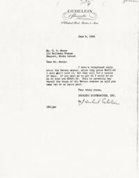 Letter from J. Herbert Gebelein to Cornelius Moore 6/9/64