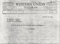 Telegram from Cornelius Moore to J. Herbert Gebelein 8/27/63