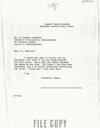 Letter from Cornelius Moore to J. Herbert Gebelein 8/27/63