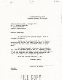 Letter from Cornelius Moore to J. Herbert Gebelein 12/21/64