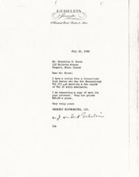 Letter from J. Herbert Gebelein to Cornelius Moore 7/23/65