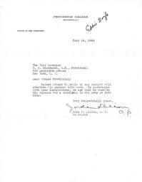Letter from Reverend John J. Dillon, O.P. to Reverend T.S. McDermott, O.P.